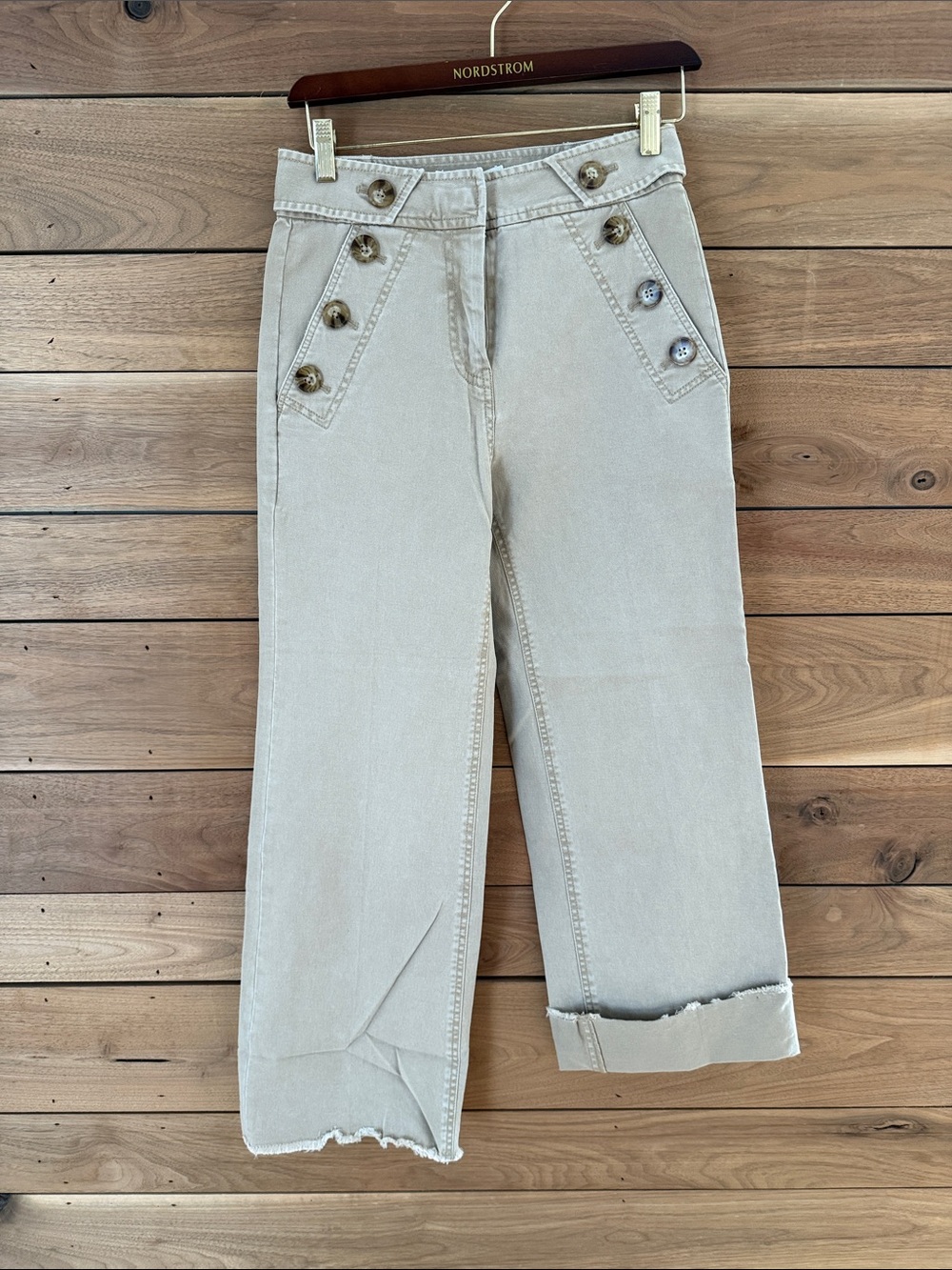 10 Crosby Derek Lam Beige Wide-Leg Button Detail Pants. Bristol slim culotte